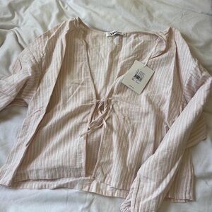 New with tags!! Pink Stripe Tie-Front Top from venroy